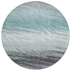 Machine Washable Indoor/Outdoor Chantille ACN2272 Teal 8' x 8' Round Rug