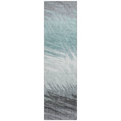Machine Washable Indoor/Outdoor Chantille ACN2272 Teal 2'3" x 7'6" Runner Rug