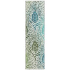 Machine Washable Indoor/Outdoor Chantille ACN2273 Green 2'3" x 7'6" Runner Rug