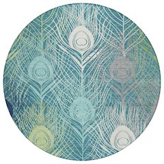 Machine Washable Indoor/Outdoor Chantille ACN2273 Teal 8' x 8' Round Rug