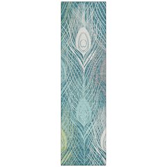 Machine Washable Indoor/Outdoor Chantille ACN2273 Teal 2'3" x 7'6" Runner Rug