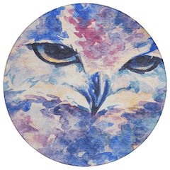 Machine Washable Indoor/Outdoor Chantille ACN2274 Blue 8' x 8' Round Rug