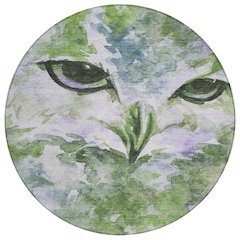 Machine Washable Indoor/Outdoor Chantille ACN2274 Green 8' x 8' Round Rug