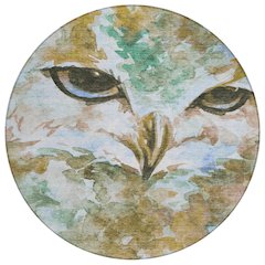 Machine Washable Indoor/Outdoor Chantille ACN2274 Brown 8' x 8' Round Rug