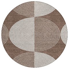 Machine Washable Indoor/Outdoor Chantille ACN2275 Brown 8' x 8' Round Rug