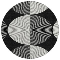 Machine Washable Indoor/Outdoor Chantille ACN2275 Black 8' x 8' Round Rug