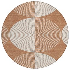 Machine Washable Indoor/Outdoor Chantille ACN2275 Orange 8' x 8' Round Rug