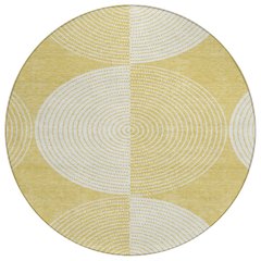 Machine Washable Indoor/Outdoor Chantille ACN2275 Gold 8' x 8' Round Rug