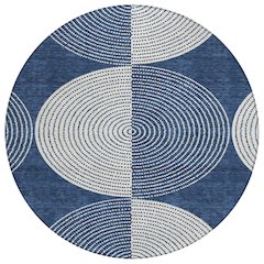 Machine Washable Indoor/Outdoor Chantille ACN2275 Blue 8' x 8' Round Rug