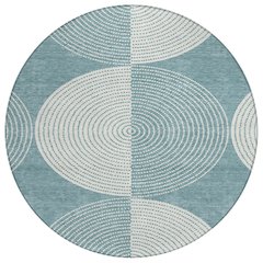 Machine Washable Indoor/Outdoor Chantille ACN2275 Teal 8' x 8' Round Rug