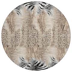 Machine Washable Indoor/Outdoor Chantille ACN2276 Ivory 8' x 8' Round Rug