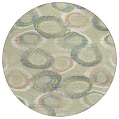 Machine Washable Indoor/Outdoor Chantille ACN2278 Green 8' x 8' Round Rug