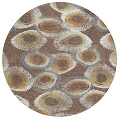Machine Washable Indoor/Outdoor Chantille ACN2278 Brown 8' x 8' Round Rug