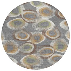 Machine Washable Indoor/Outdoor Chantille ACN2278 Gray 8' x 8' Round Rug
