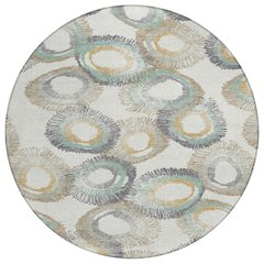 Machine Washable Indoor/Outdoor Chantille ACN2278 Ivory 8' x 8' Round Rug