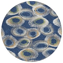 Machine Washable Indoor/Outdoor Chantille ACN2278 Blue 8' x 8' Round Rug