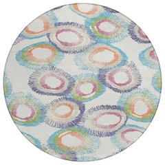 Machine Washable Indoor/Outdoor Chantille ACN2278 Ivory 8' x 8' Round Rug