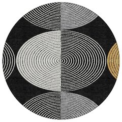 Machine Washable Indoor/Outdoor Chantille ACN2281 Black 8' x 8' Round Rug