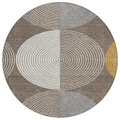 Machine Washable Indoor/Outdoor Chantille ACN2281 Brown 8' x 8' Round Rug