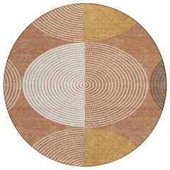 Machine Washable Indoor/Outdoor Chantille ACN2281 Orange 8' x 8' Round Rug