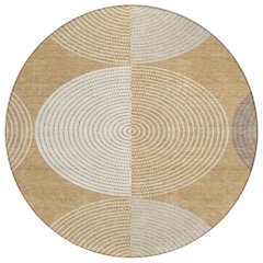 Machine Washable Indoor/Outdoor Chantille ACN2281 Gold 8' x 8' Round Rug