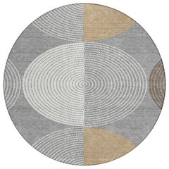 Machine Washable Indoor/Outdoor Chantille ACN2281 Gray 8' x 8' Round Rug