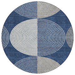 Machine Washable Indoor/Outdoor Chantille ACN2281 Blue 8' x 8' Round Rug