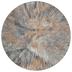 Machine Washable Indoor/Outdoor Chantille ACN2283 Orange 8' x 8' Round Rug