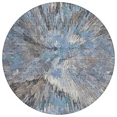 Machine Washable Indoor/Outdoor Chantille ACN2283 Blue 8' x 8' Round Rug