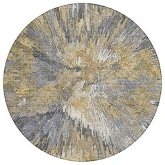 Machine Washable Indoor/Outdoor Chantille ACN2283 Gold 8' x 8' Round Rug