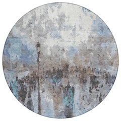 Machine Washable Indoor/Outdoor Chantille ACN2284 Blue 8' x 8' Round Rug