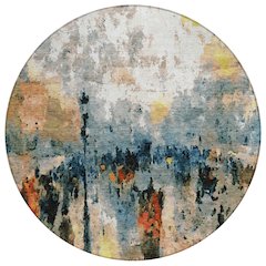 Machine Washable Indoor/Outdoor Chantille ACN2284 Ivory 8' x 8' Round Rug