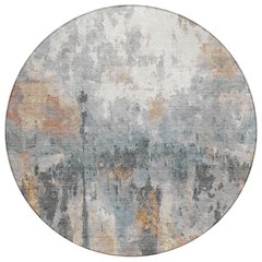 Machine Washable Indoor/Outdoor Chantille ACN2284 Orange 8' x 8' Round Rug