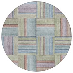 Machine Washable Indoor/Outdoor Chantille ACN2285 Green 8' x 8' Round Rug