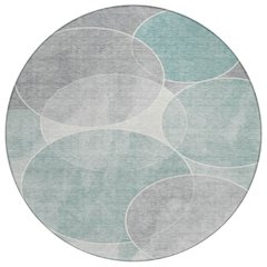 Machine Washable Indoor/Outdoor Chantille ACN2286 Teal 8' x 8' Round Rug