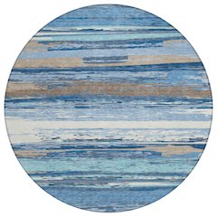 Machine Washable Indoor/Outdoor Chantille ACN2287 Blue 8' x 8' Round Rug