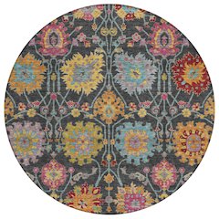 Machine Washable Indoor/Outdoor Chantille ACN2288 Black 8' x 8' Round Rug