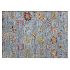 Machine Washable Indoor/Outdoor Chantille ACN2288 Blue 1'8" x 2'6" Rug