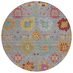 Machine Washable Indoor/Outdoor Chantille ACN2288 Gray 8' x 8' Round Rug