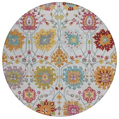 Machine Washable Indoor/Outdoor Chantille ACN2288 Ivory 8' x 8' Round Rug