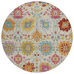 Machine Washable Indoor/Outdoor Chantille ACN2288 Ivory 8' x 8' Round Rug