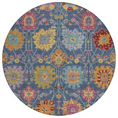 Machine Washable Indoor/Outdoor Chantille ACN2288 Blue 8' x 8' Round Rug