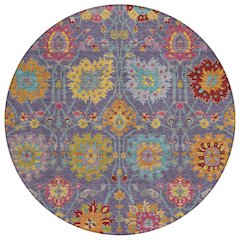 Machine Washable Indoor/Outdoor Chantille ACN2288 Purple 8' x 8' Round Rug