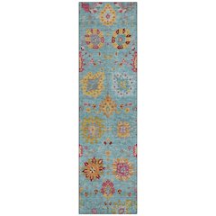 Machine Washable Indoor/Outdoor Chantille ACN2288 Teal 2'3" x 7'6" Runner Rug