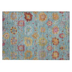 Machine Washable Indoor/Outdoor Chantille ACN2288 Teal 1'8" x 2'6" Rug