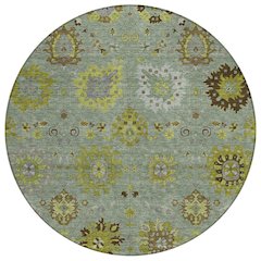 Machine Washable Indoor/Outdoor Chantille ACN2289 Green 8' x 8' Round Rug