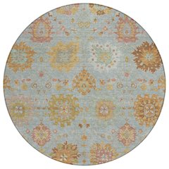 Machine Washable Indoor/Outdoor Chantille ACN2289 Blue 8' x 8' Round Rug