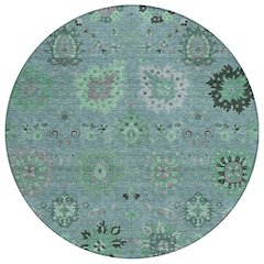 Machine Washable Indoor/Outdoor Chantille ACN2289 Teal 8' x 8' Round Rug