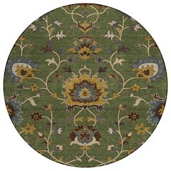 Machine Washable Indoor/Outdoor Chantille ACN2290 Green 8' x 8' Round Rug