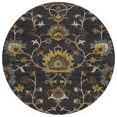 Machine Washable Indoor/Outdoor Chantille ACN2290 Black 8' x 8' Round Rug